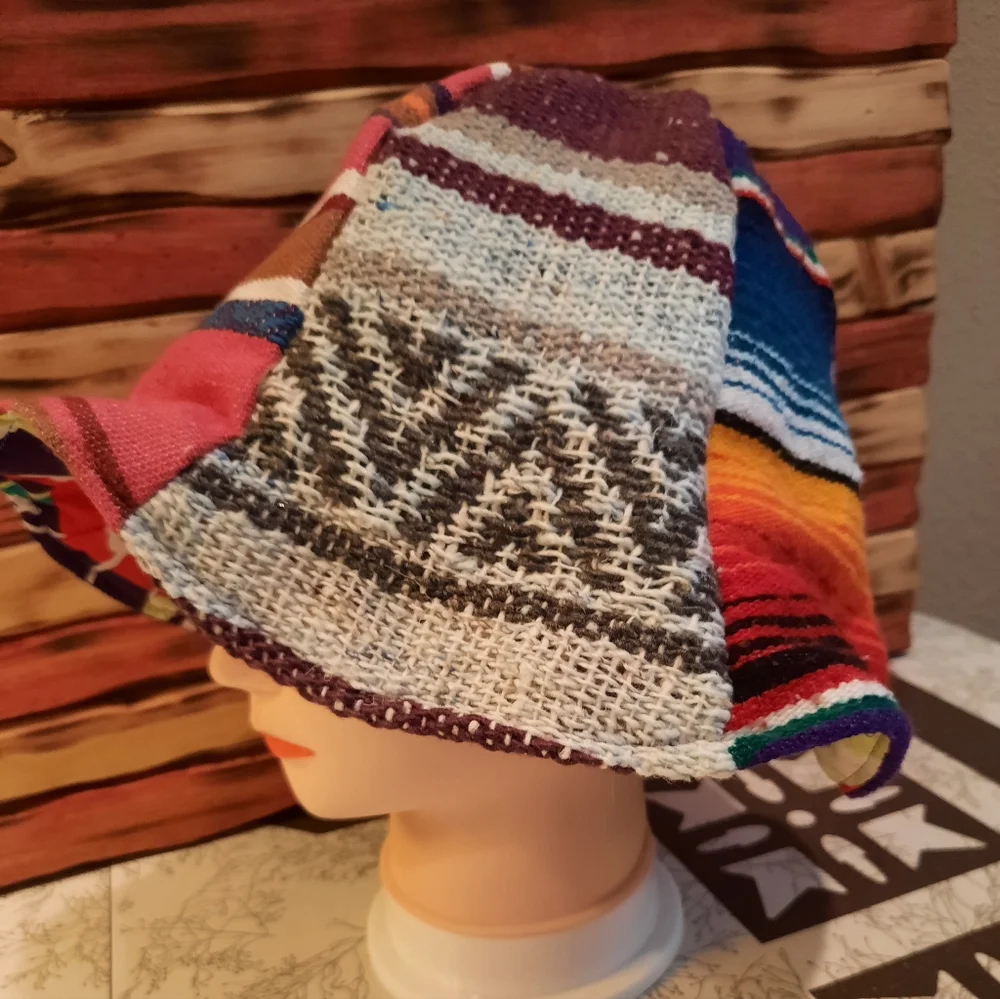 XL serape blanket scrap flop Hat handmade